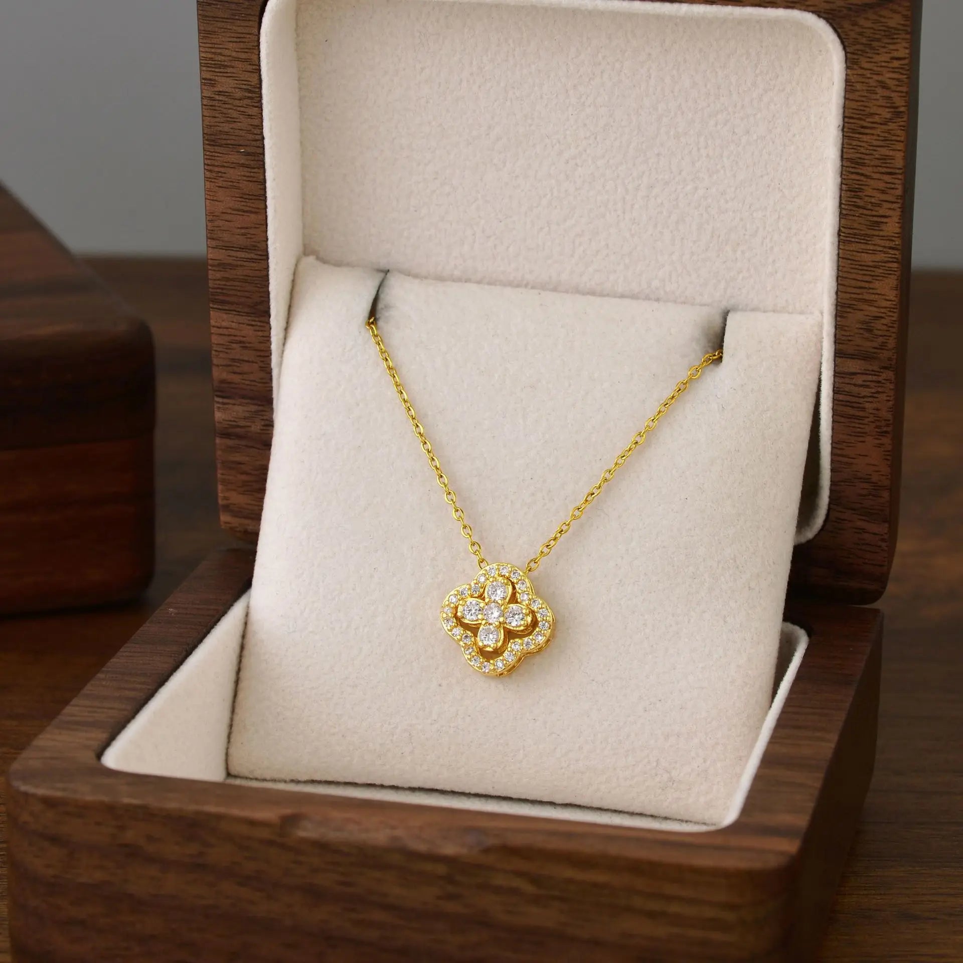 Classic Titanium Steel Lucky Clover Flower Pendant