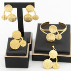 4-teiliges Geometrie-Schmuckset runder Anhänger