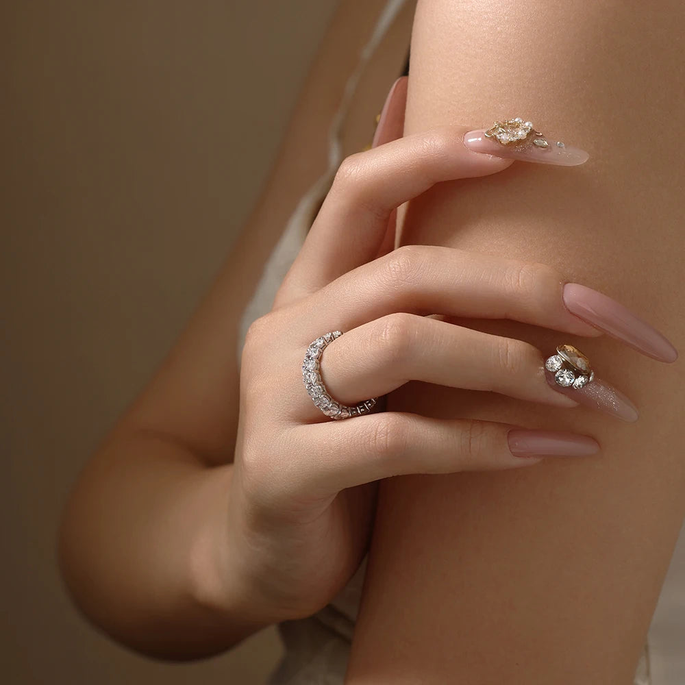 Attagems Moissanite Eternity Rings for Women Gold