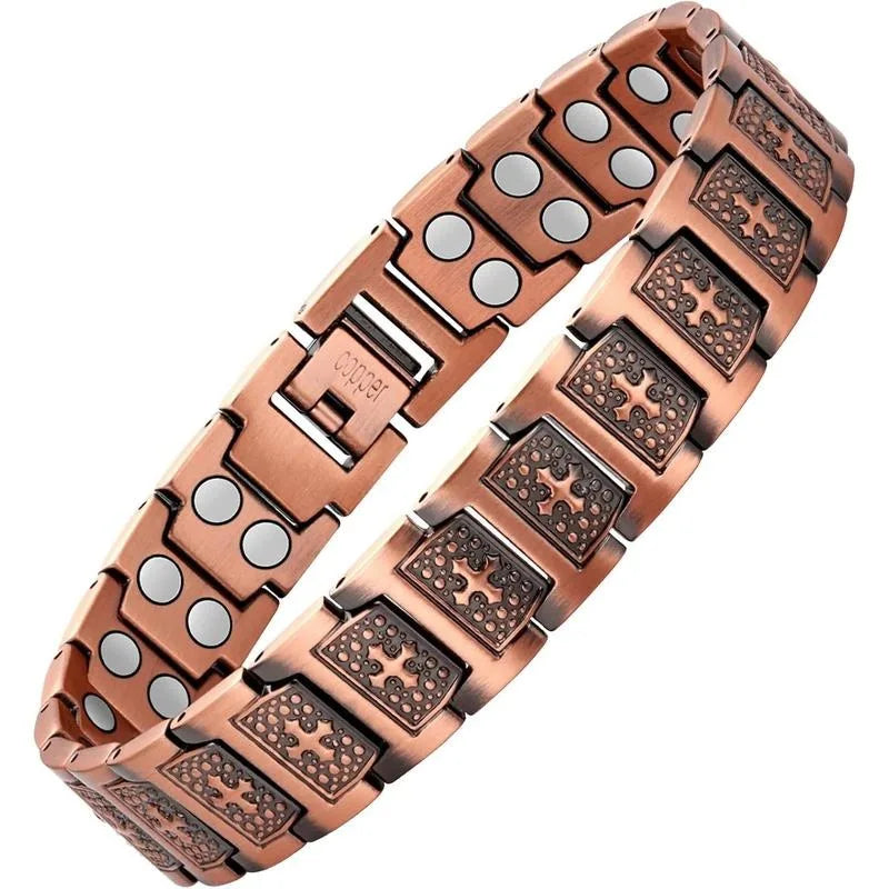 Premium Copper Bracelet for Men  Health with Grid - Cross Clause / United States