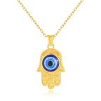 Szjinao 100% 18k Real Gold Evil Eye Necklace Hand