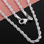 Hot Charms Fine 4MM Rope Chain 925 Sterling Silver - 16 inches 40 cm / United States, 24 inches 60 cm / United States, 22 inches 55 cm / United States, 18 inches 45 cm / United States, 8 inches 20 cm / United States, 20 inches 50 cm / United States