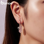 Bamoer 925 Sterling Silver Pink Natural Crystal
