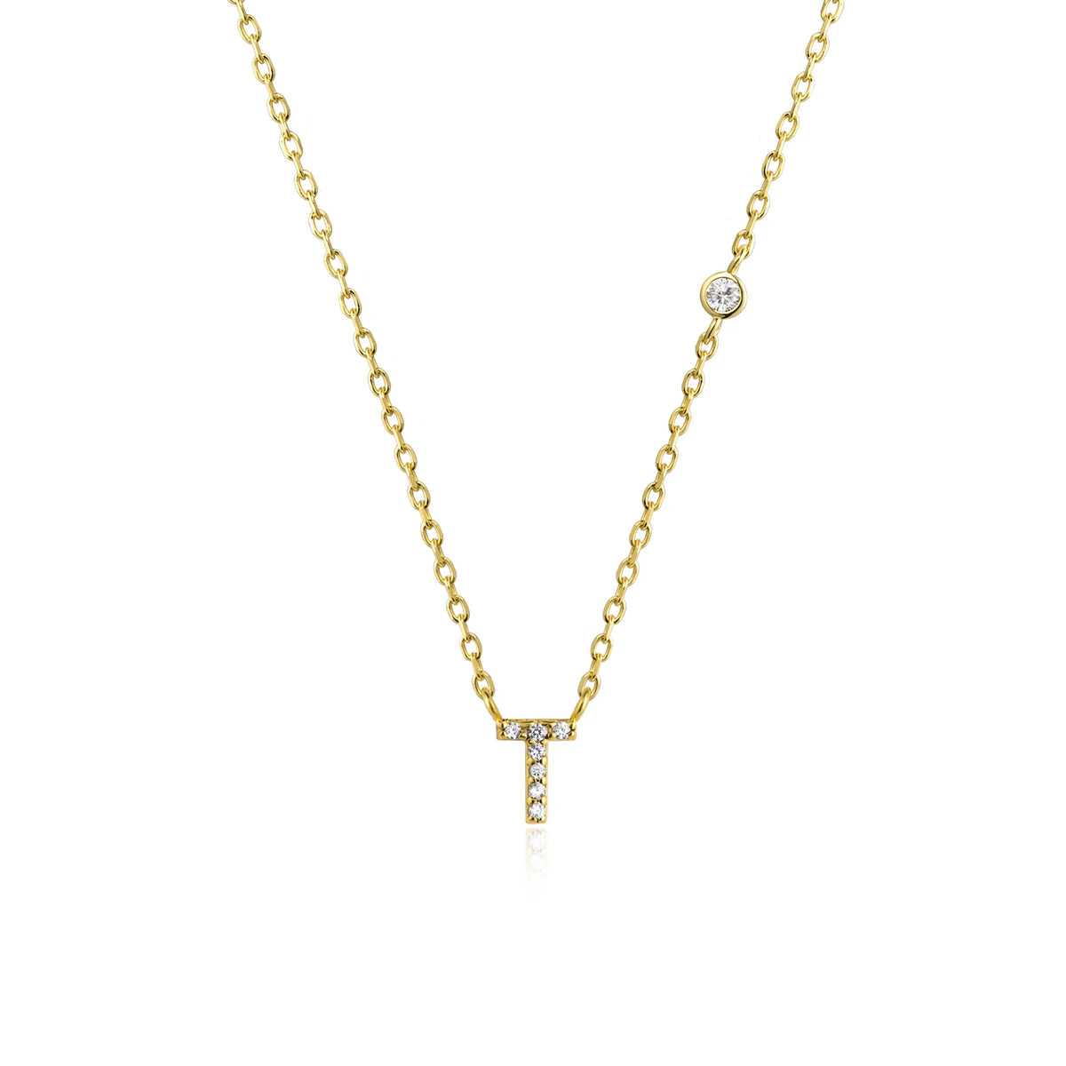 ANDYWEN 925 Sterling Silver Gold Small 26 Letters A- Z - Gold T