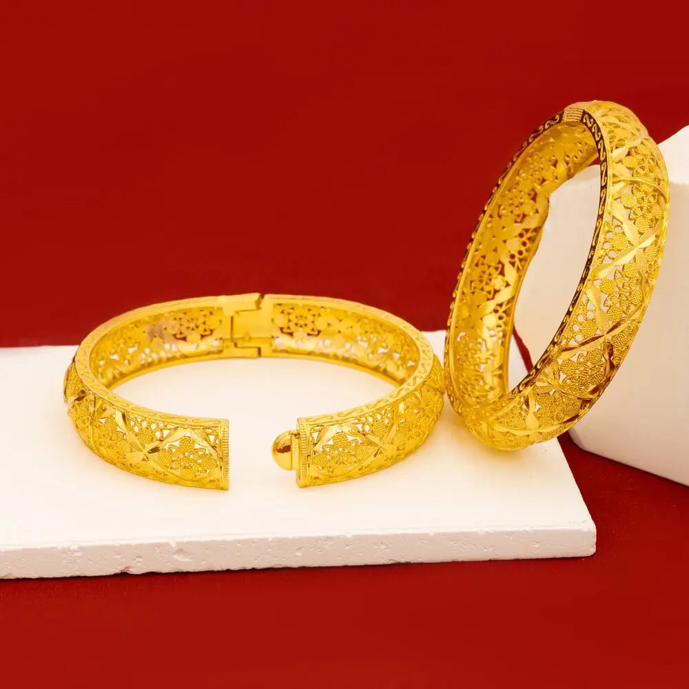 Luxury 24K 9999 Pure Gold real gold Women's Open-c