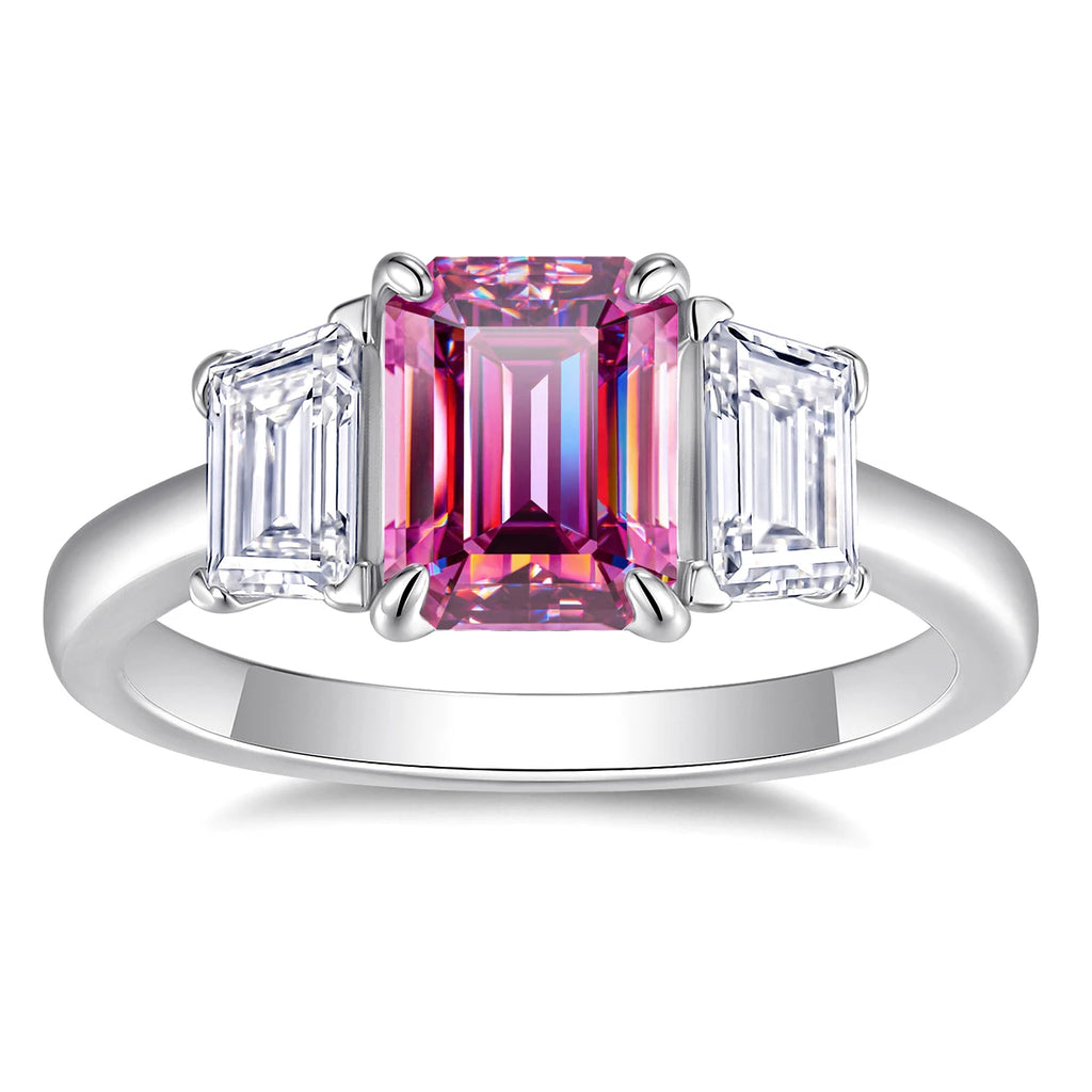Shining 2.0ct 6x8MM Emerald Cut Moissanite Ring