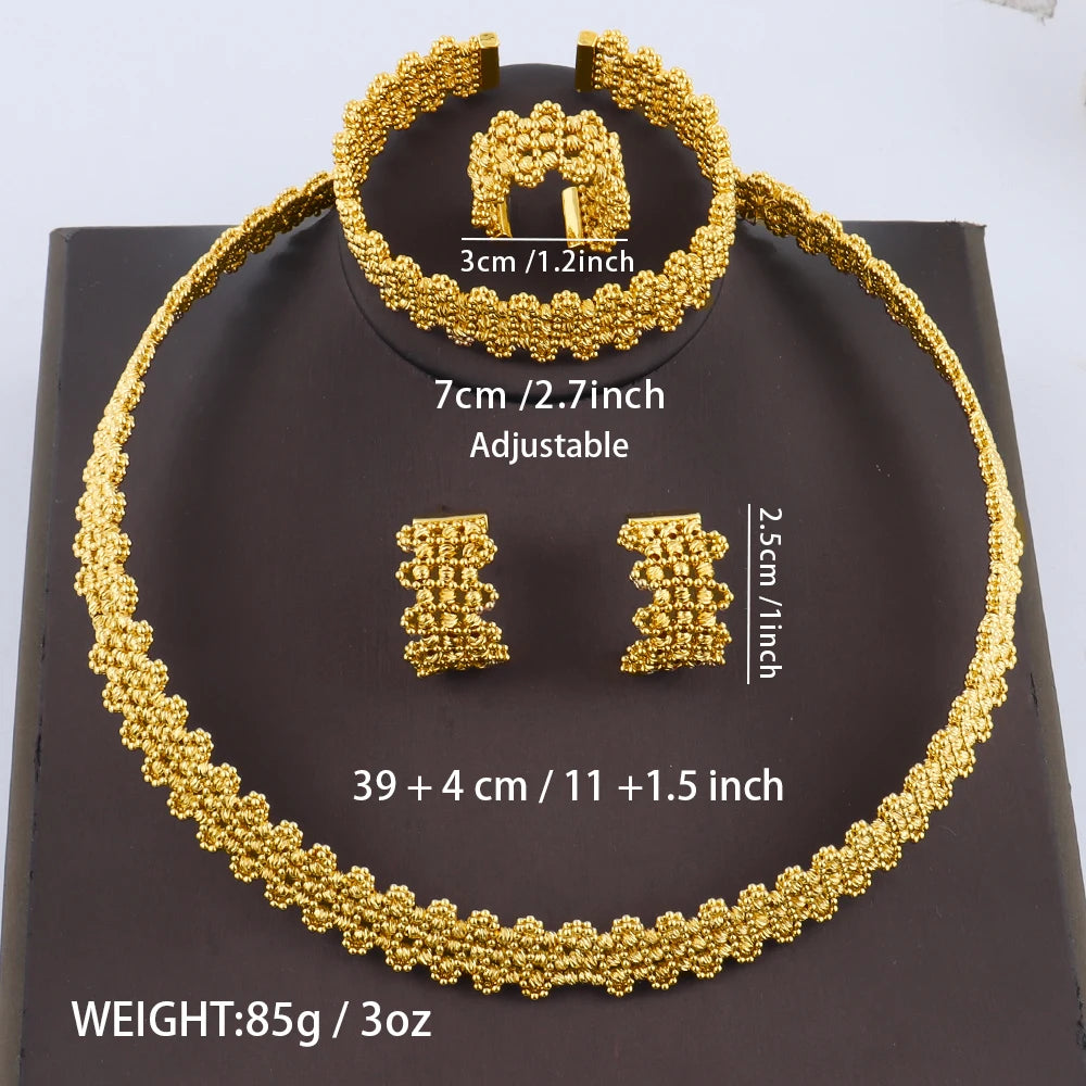 Gold Plated Hand-Knit Design Jewelry Set for Women