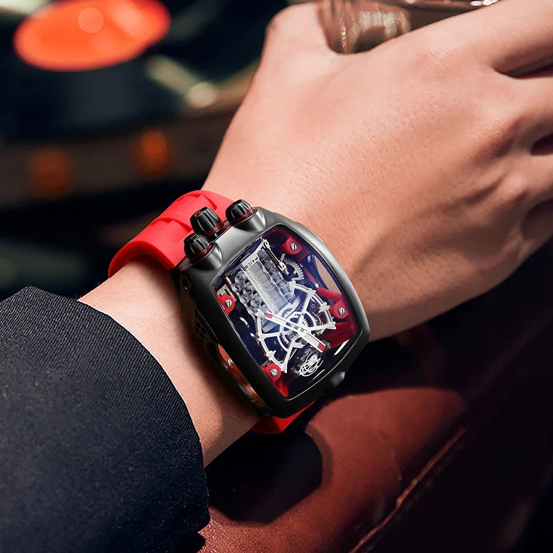 Feice Men's Automatic Skeleton Watch Tourbillon.