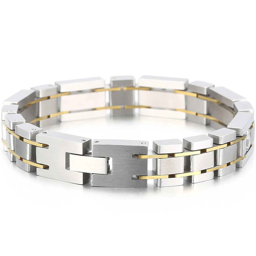 Casting Stainless Steel Man Bracelet Two Tone