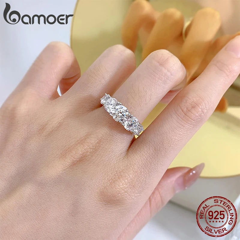 Bamoer Moissanite Ring Heart Setting D Color VVS1 EX