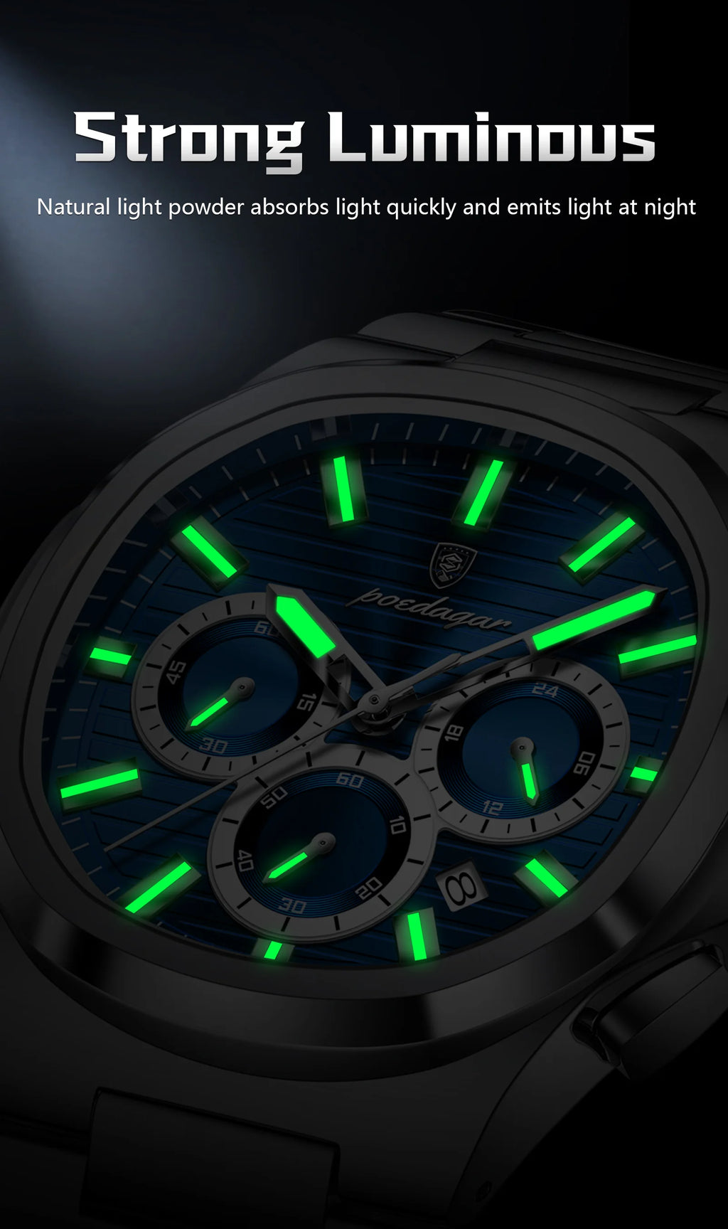 Poedagar Business Male Clock Date Chronograph