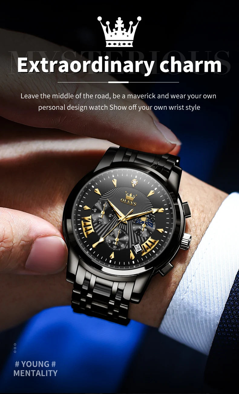 Olevs Men's Quartz Watches Top Brand Stainless.