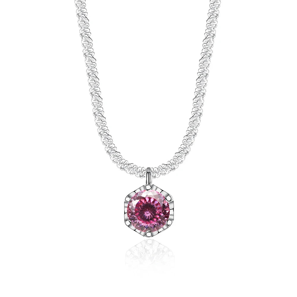 Luxury 1CT GRA Sparkling Moissanite Diamond White - 100 Cut Pink / 40 plus 5cm / 1ct silver|China Mainland