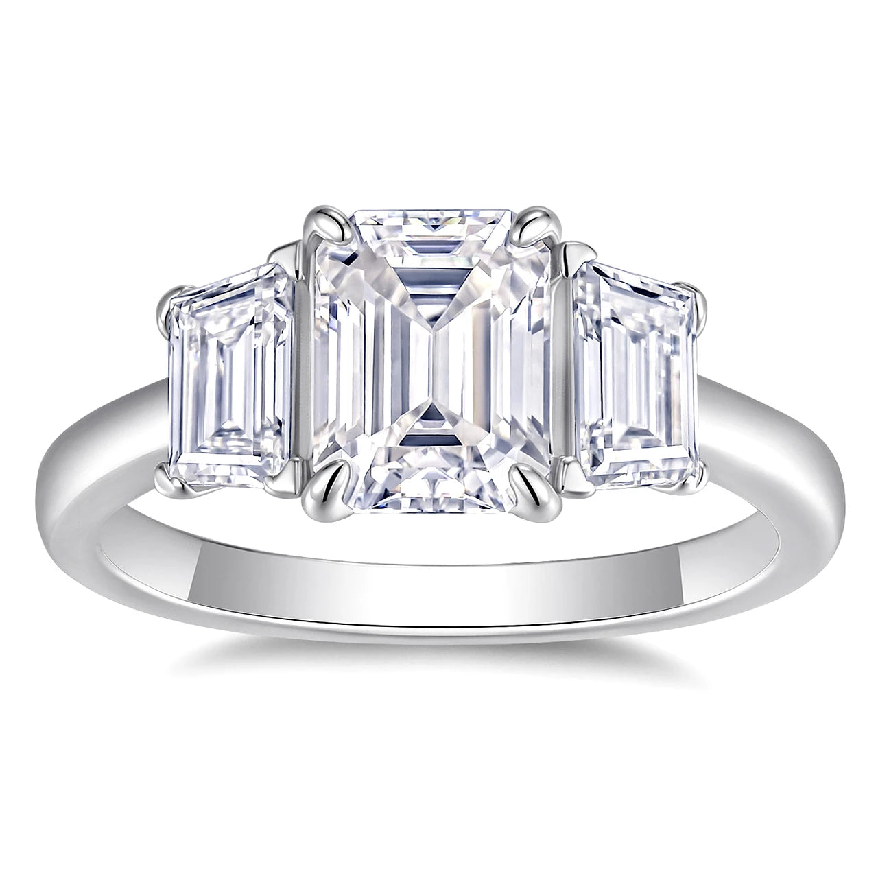 Shining 2.0ct 6x8MM Emerald Cut Moissanite Ring