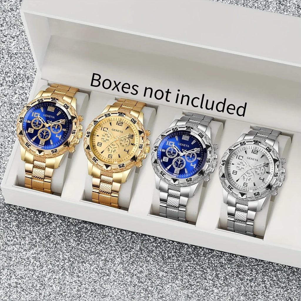 [4pcs/set Business Quartz Watch] Large Dial Trendy