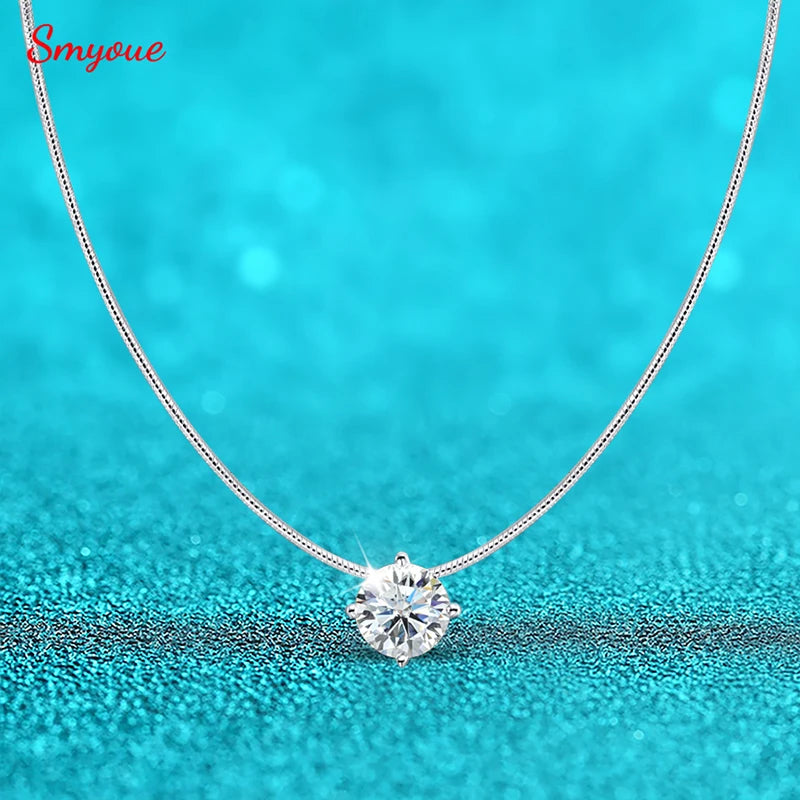 Smyoue 0.5-2CT D Color Certified Moissanite Necklace