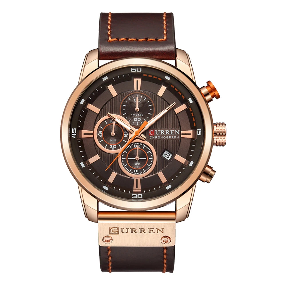 CURREN Fashion Date Quartz Men Watches Top Brand - rose coffee
