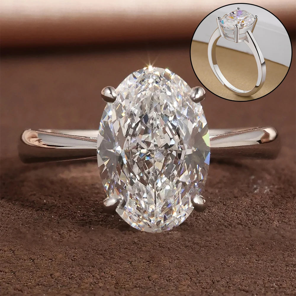 1/2/3/4CT Oval Cut Full Moissanite Engagement Rings