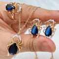 Kinel Blue Batural Zircon Animal Jewelry Set for Women - T0163 / 8, T0163 / 10, T0163 / 9, T0163 / 7
