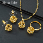 3PCS Jewelry Sets Fashion Pendant Gold Color Necklace