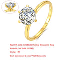 Sdoou echtes Gold 14K 6 Krappen runder 1-3ct Moissanit