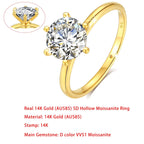 Sdoou echtes Gold 14K 6 Krappen runder 1-3ct Moissanit