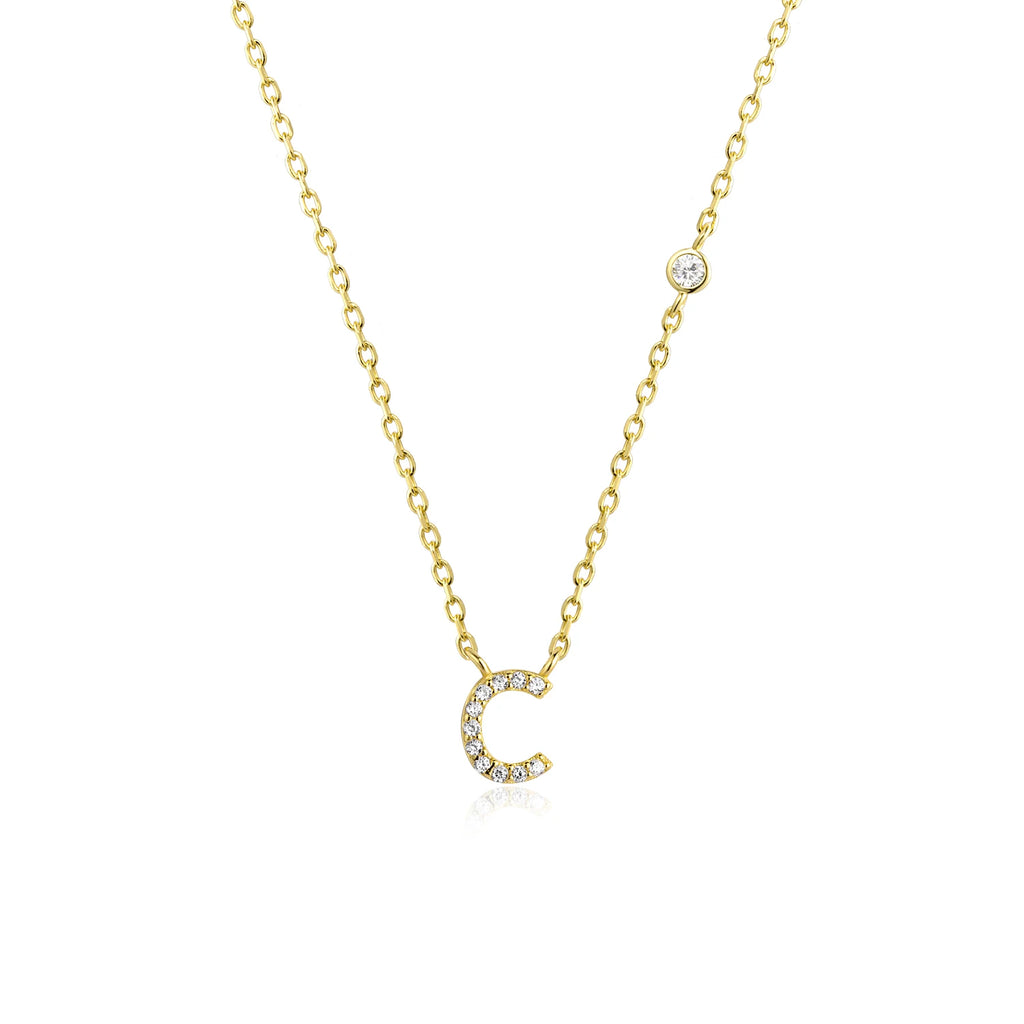 ANDYWEN 925 Sterling Silver Gold Small 26 Letters A- Z - Gold C