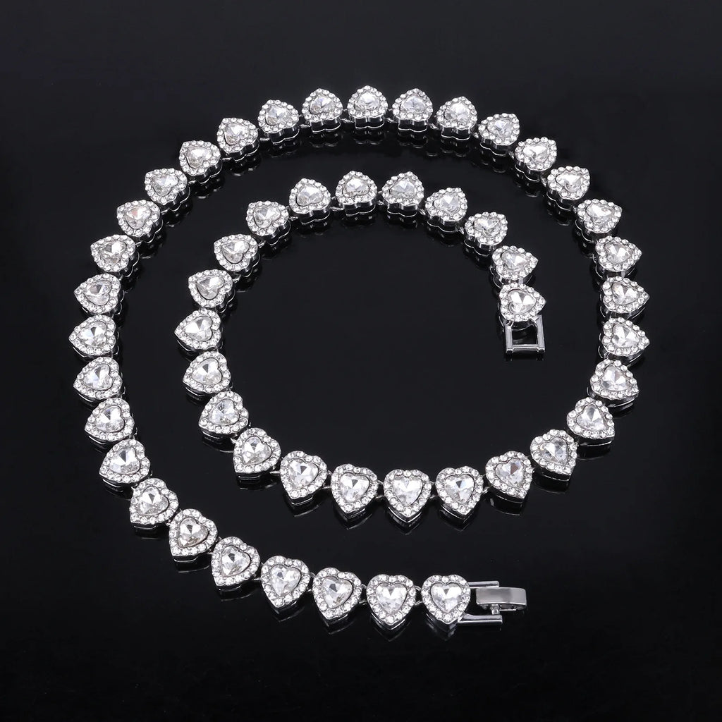 45CM Hip Hop Tennis Necklace Bracelet Set