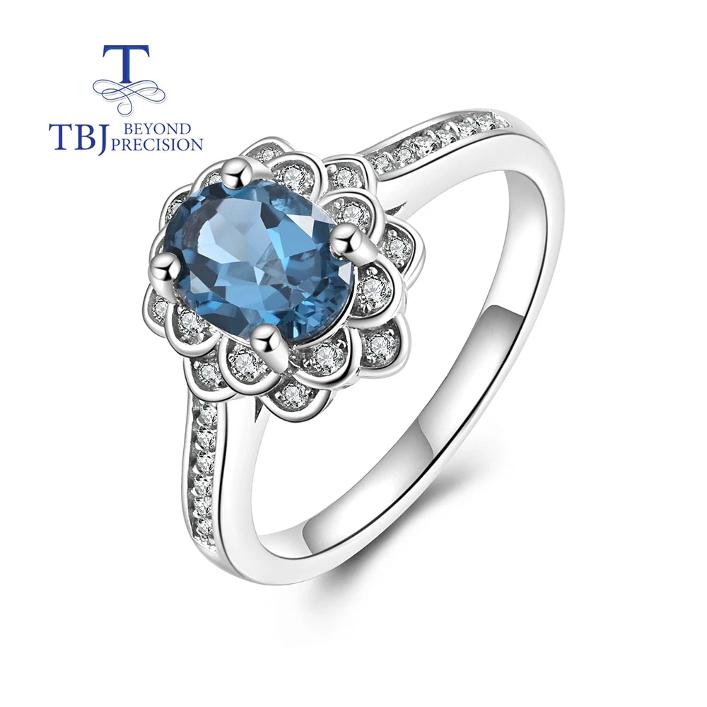 Classic design Natural london blue topaz oval