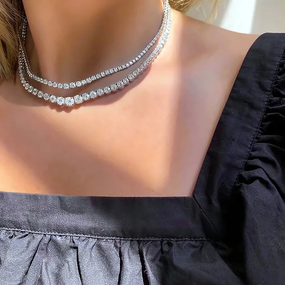 Moissanite Diamond Tennis Necklace with Certificat