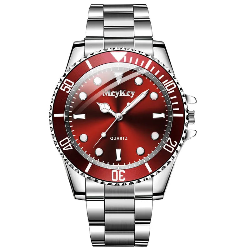 Fashion Men Business Watches Stainless Steel Band Men - United States / Red
