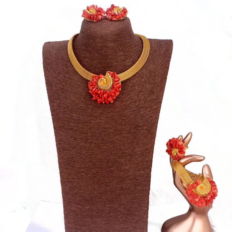 Traditional Orange / Red Coral Beads Africa Nigeri
