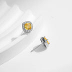 MODIAN Yellow Sparkling Cubic Zirconia Platinum Plated