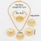 4-teiliges Geometrie-Schmuckset runder Anhänger