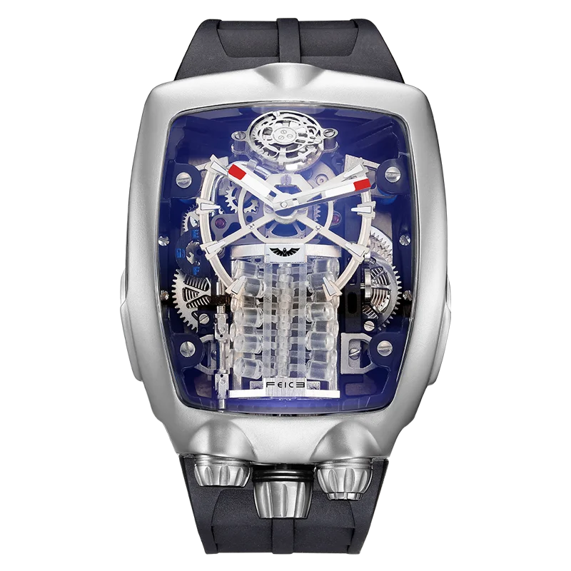 Feice Men's Automatic Skeleton Watch Tourbillon.