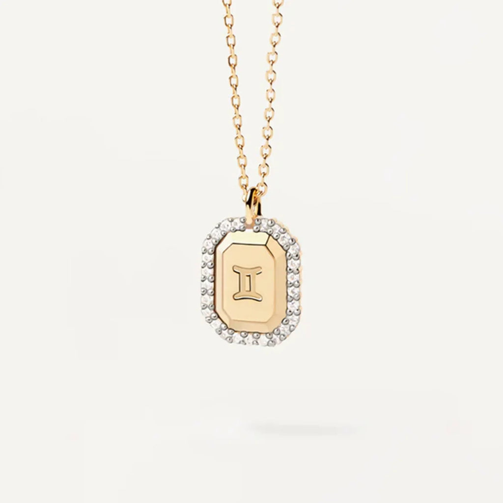 DPLAOPA 925 Sterling Silver Zodiacs Aries Gemini 12 - Gold Gemini