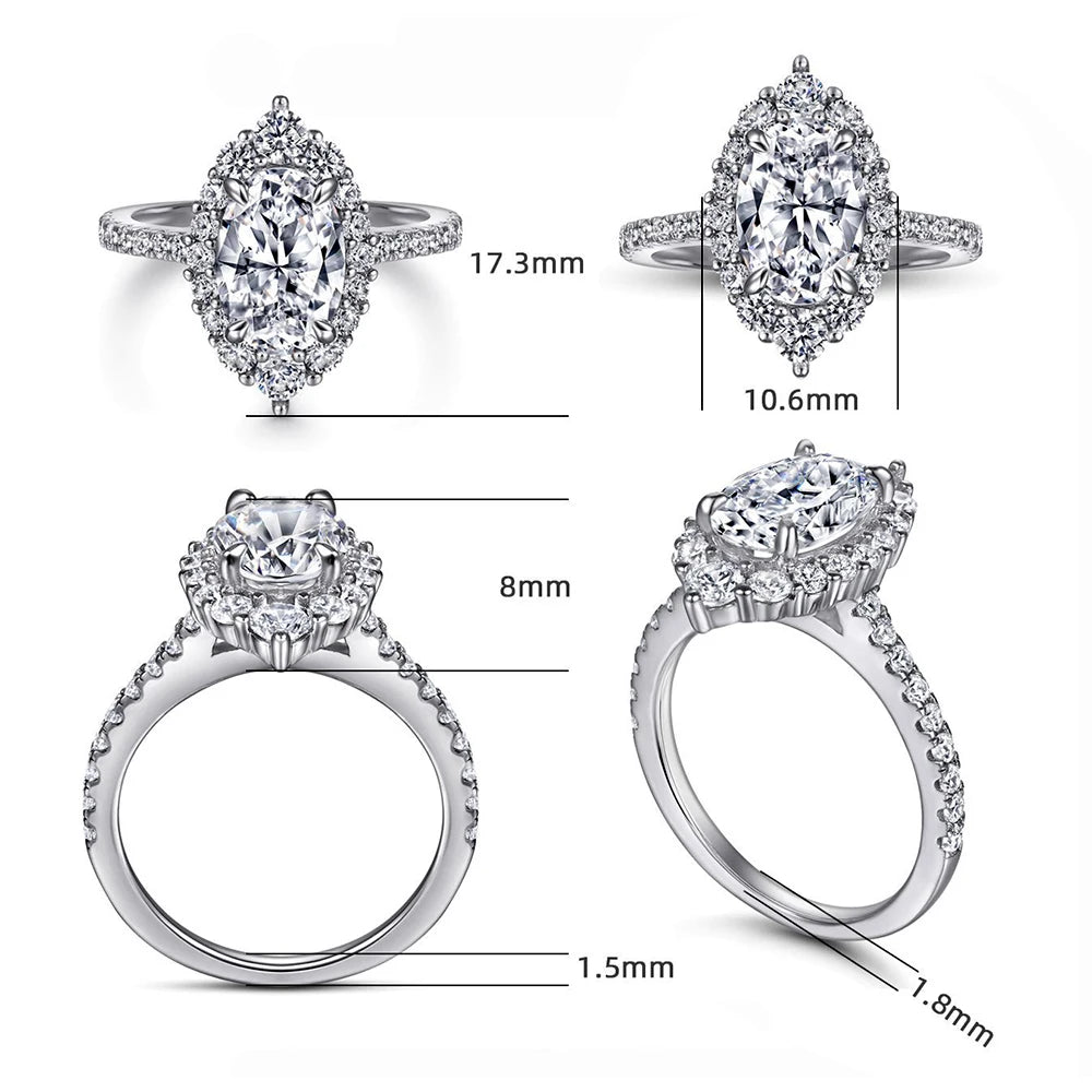 2.5ct Oval Moissanite Wedding Rings 7x10MM with