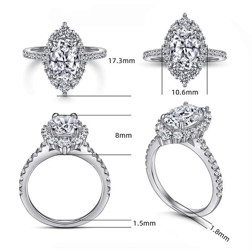 2.5ct Oval Moissanite Wedding Rings 7x10MM with