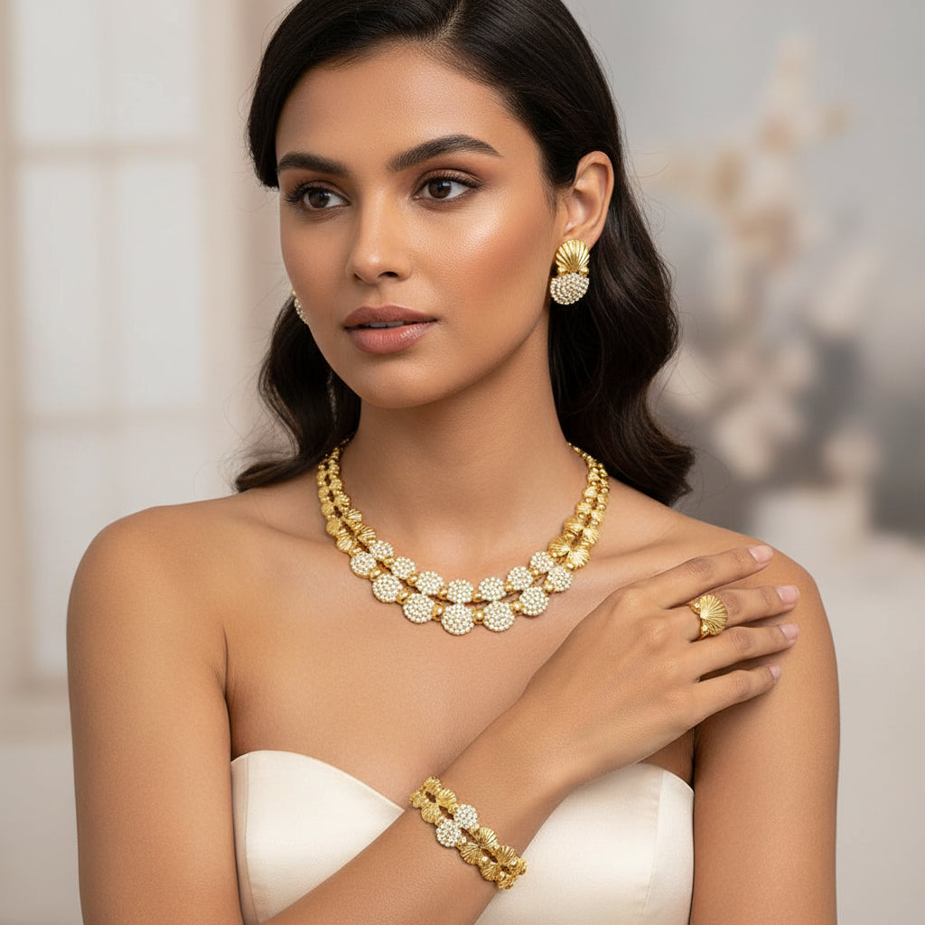latest Italian Ladies Fine Jewelry Sets Gold Color