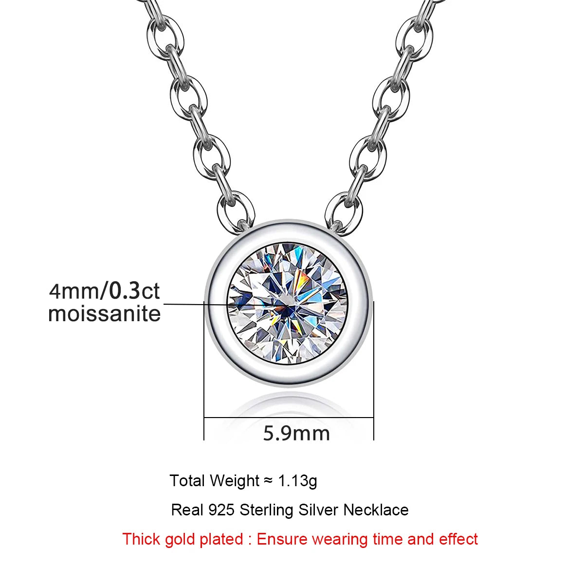 AnuJewel 4mm 0.3ct D Color Moissanite Round Brilliant