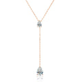 2-Stone Waterdrop Moissanite Pendant Necklace for - Rose Gold / 1CT 2CT Zircon, Rose Gold / 0.5CT 1CT Zircon, Rose Gold / 1CT 2CT Moissanite, Rose Gold / 0.5CT 1CT Moissanite