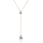 2-Stone Waterdrop Moissanite Pendant Necklace for - Rose Gold / 1CT 2CT Zircon, Rose Gold / 0.5CT 1CT Zircon, Rose Gold / 1CT 2CT Moissanite, Rose Gold / 0.5CT 1CT Moissanite