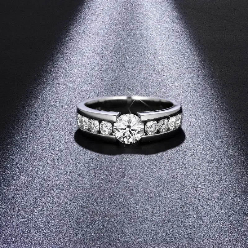 D Color Men Moissanite Ring s925 Silver Round Cut