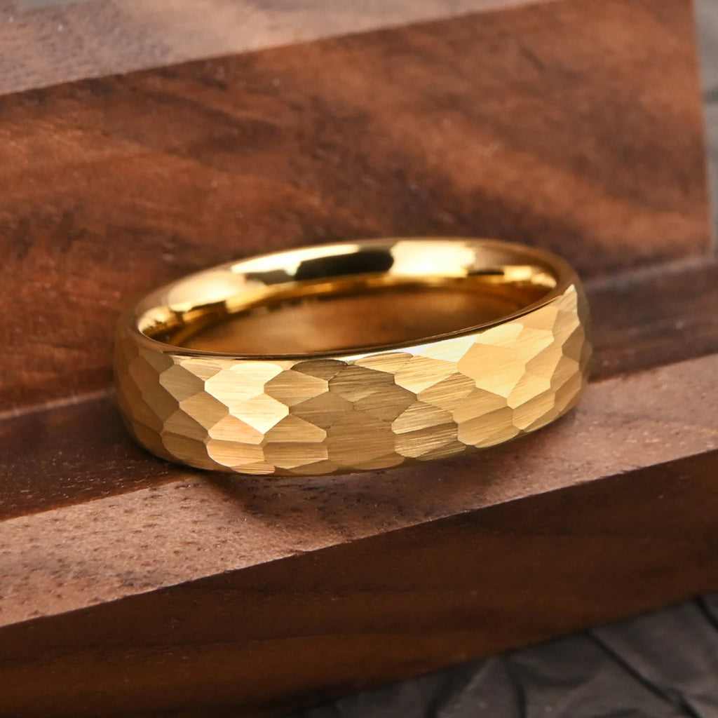 8MM/6MM Gold Color Tungsten Carbide Ring Fashion