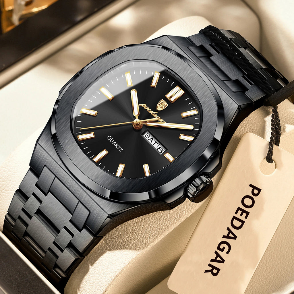 POEDAGAR Luxury Square Men's Watches Waterproof