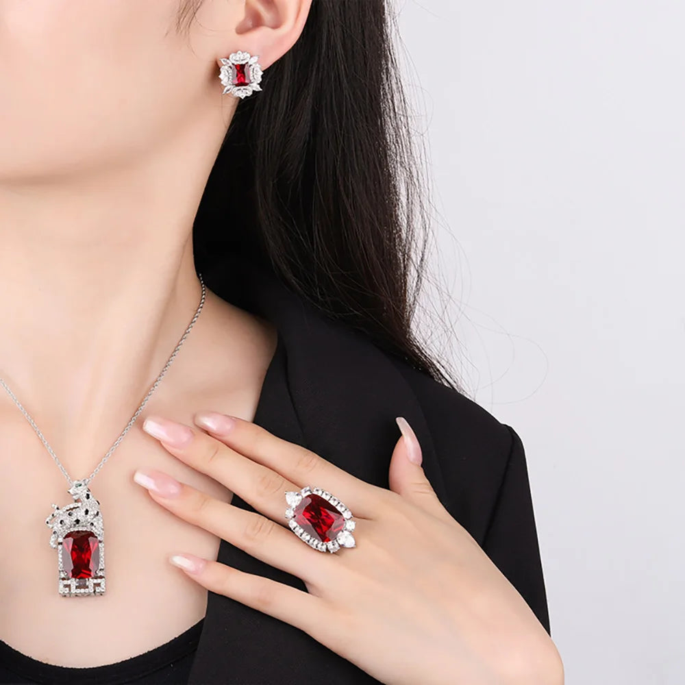 Vintage 15*20mm Ruby Gemstone Necklace Pendant