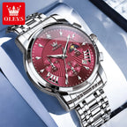 OLEVS Brand Fashion Red Watch For Men Luxury Sport