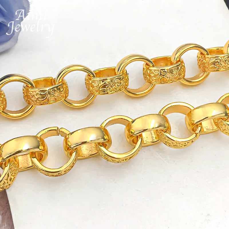 Hip Hop Long Linked Chain Golden Choker for Man Top
