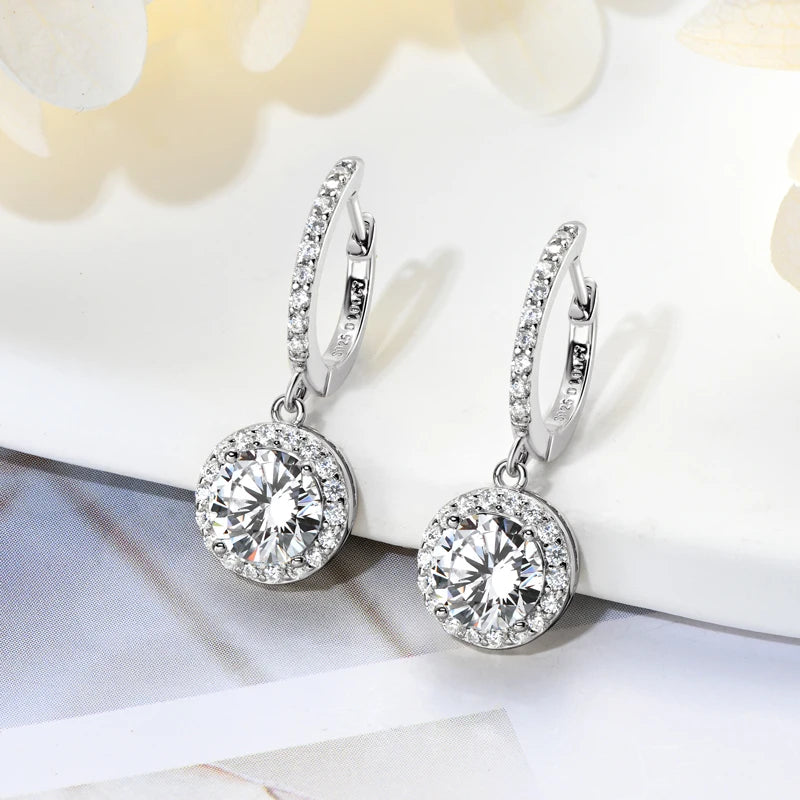 Anziw 3.0CT D Moissanite Pendant Hoop Earrings 925