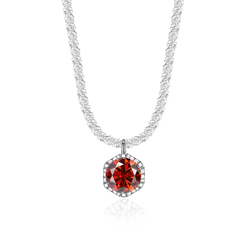 Luxury 1CT GRA Sparkling Moissanite Diamond White - garnet red / 40 plus 5cm / 1ct silver|China Mainland